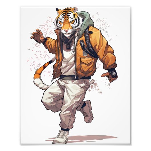 Cool Cyberpunk Tiger Foto Afdruk (Voorkant)