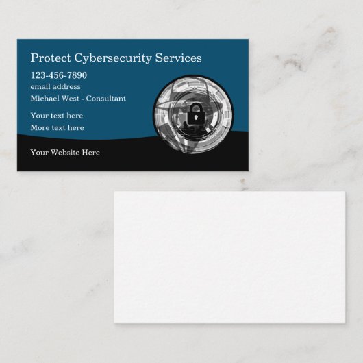 Cool Cybersecurity Business Services Visitekaartje (Voorkant / Achterkant)