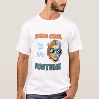Cool Cyborg Kostuum Retro Halloween Kunst T-shirt