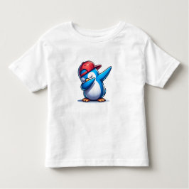 Cool Dab: Blue Penguin in een rood Pet Kinder Shirts