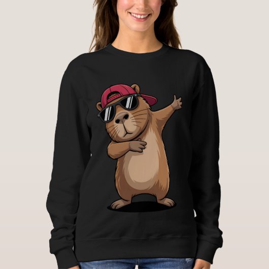 Cool Dabbing Capybara Cartoon Animal Design Trui (Voorkant)