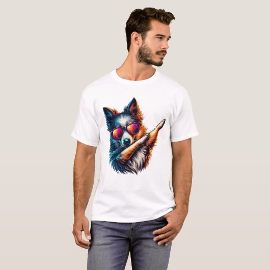 Cool Dabbing Dog Art T-shirt (Voorkant volledig)