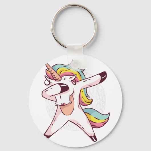 Cool Dabbing Eenhoorn Regenboog Trendy Dansbewegin Sleutelhanger (Voorkant)