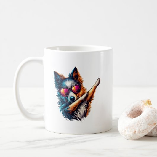 Cool Dabbing Hond Kunst Koffiemok (Met donut)