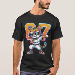 Cool Dabbing Kat 67 Honkbal Sport Fan Geschenk   L T-shirt