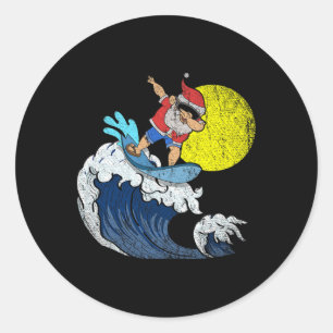 Cool Dabbing Kerstman Surft Grappige Kerstmis I Ronde Sticker