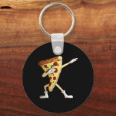 Cool Dabbing Pizza Grappige Italiaanse Pie Hip-hop Sleutelhanger (Voorkant)