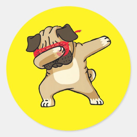 Cool Dabbing Pug Dog Dance Ronde Sticker (Voorkant)