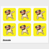 Cool Dabbing Pug Dog Dance Vierkante Sticker (Vel)
