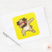 Cool Dabbing Pug Dog Dance Vierkante Sticker (Envelop)