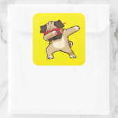 Cool Dabbing Pug Dog Dance Vierkante Sticker (Tas)
