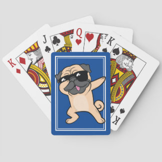 Cool Dabbing Pug Funny Tan Dog Dab Pokerkaarten