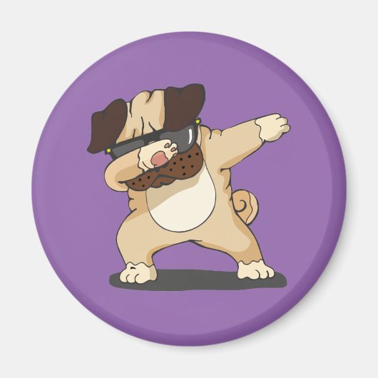Cool Dabbing Pug met Zonnebril Magnet (Voorkant)