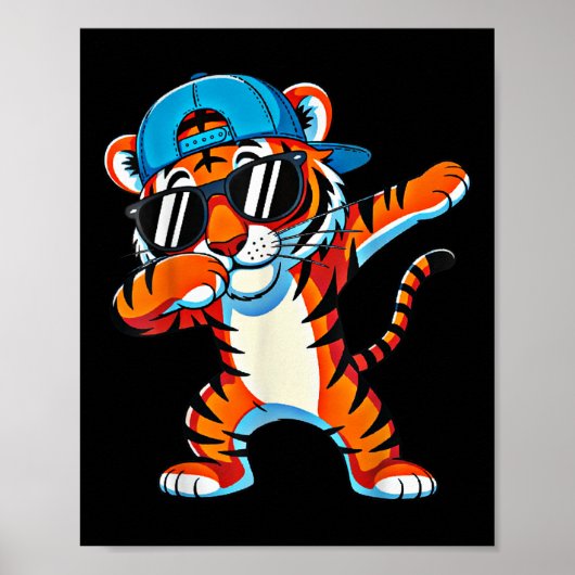 Cool Dabbing Tijger Kleding Cute Dier Mannen Meisj Poster (Voorkant)