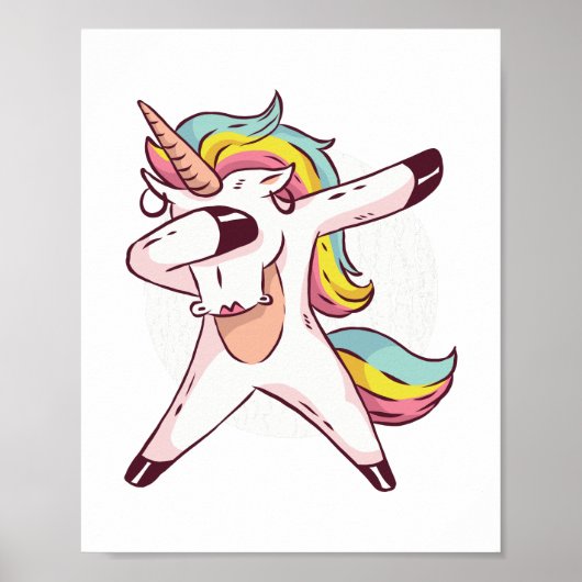 Cool Dabbing Unicorn Rainbow Trendy Dance Moves Poster (Voorkant)