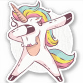 Cool Dabbing Unicorn Rainbow Trendy Dance Moves Sticker (Voorkant)