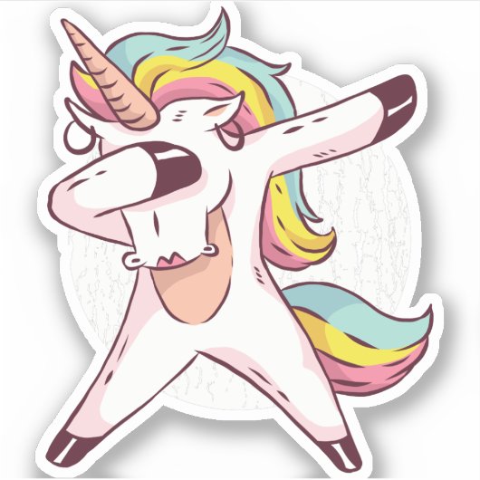 Cool Dabbing Unicorn Rainbow Trendy Dance Moves Sticker (Voorkant)