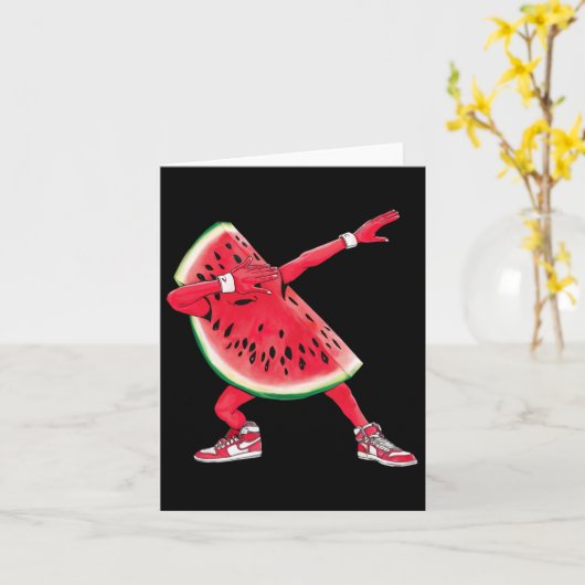 Cool Dabbing Watermeloen Grappig Fruit Dancing Ath Kaart (Gele Bloem)