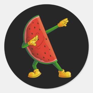 Cool Dabbing Watermeloen Grappig Fruit Dancing Ath Ronde Sticker