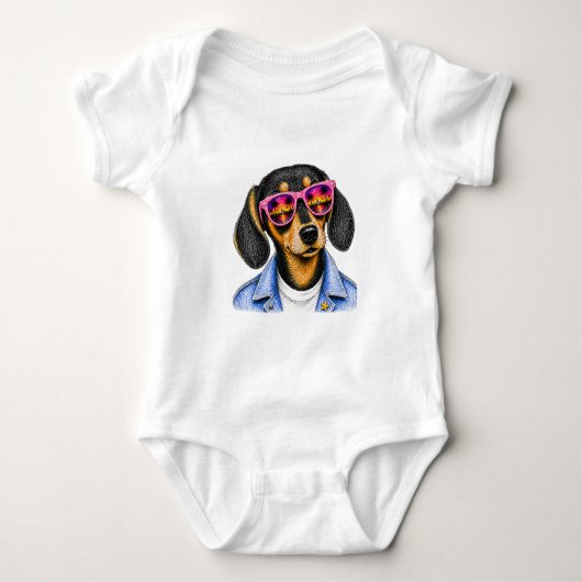 Cool Dachshond Zomer Zonsondergang Hond Ontwerp Romper (Voorkant)