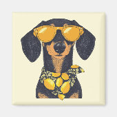 Cool Dachshund Dog Sunglasses Lemons Magneet (Voorkant)