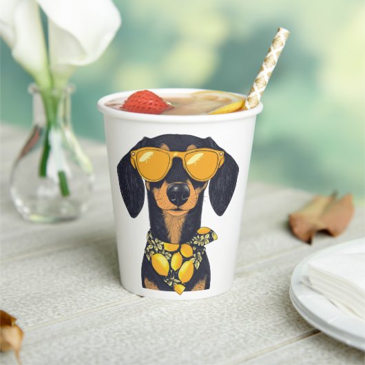 Cool Dachshund Dog Sunglasses Lemons Papieren Bekers (Insitu)