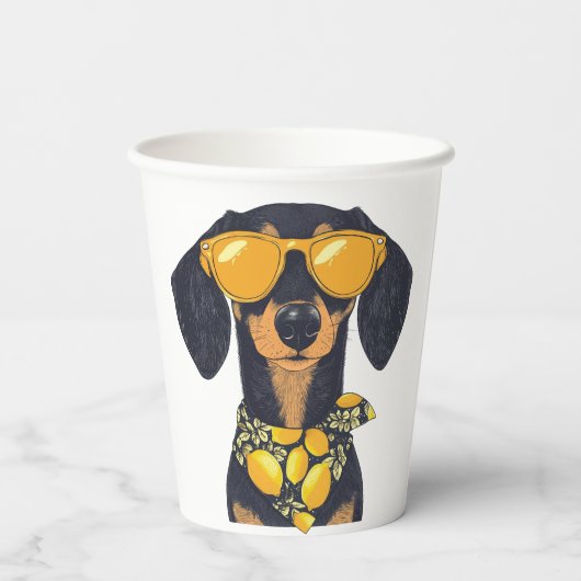 Cool Dachshund Dog Sunglasses Lemons Papieren Bekers (Achterkant)