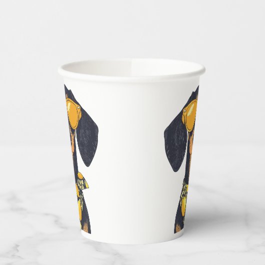 Cool Dachshund Dog Sunglasses Lemons Papieren Bekers (Links)