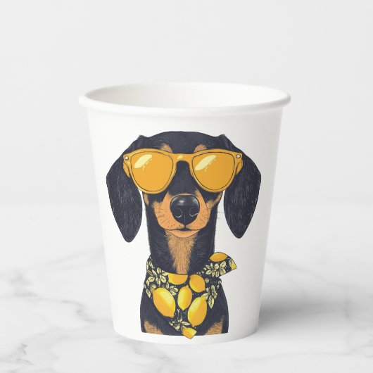 Cool Dachshund Dog Sunglasses Lemons Papieren Bekers (Voorkant)