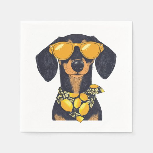 Cool Dachshund Dog Sunglasses Lemons Servet (Voorkant)