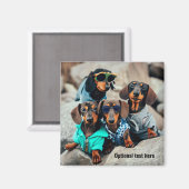 Cool Dachshund Gang Dragen Zonnebril Magnet (Voorkant / Achterkant)