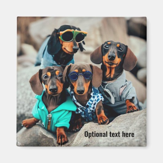 Cool Dachshund Gang Dragen Zonnebril Magnet (Voorkant)