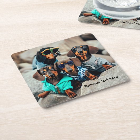 Cool Dachshund Gang Drink Coasters Kartonnen Onderzetters (Schuin)