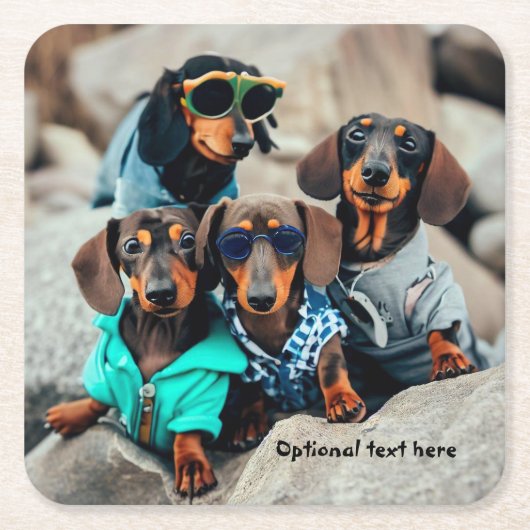 Cool Dachshund Gang Drink Coasters Kartonnen Onderzetters (Voorkant)