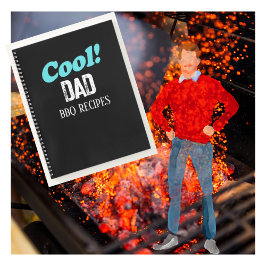 Cool Dad BBQ Recepten Blauw Retro gepersonaliseerd Notitieboek