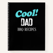 Cool Dad BBQ Recepten Blauw Retro gepersonaliseerd Notitieboek (Voorkant)