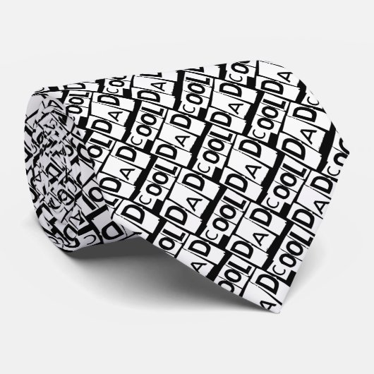 Cool Dad Black and White Typography Pattern Stropdas (Opgerold)