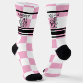 Cool Dad gepersonaliseerde geruit roze Sokken (Gebogen)