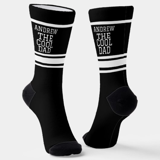 Cool Dad Gepersonaliseerde Zwart Gestreept Sokken (Gebogen)