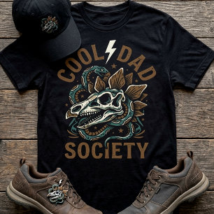 Cool Dad Society Dinosauriër Schedel Slang Vintage T-shirt