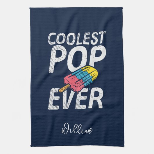 Cool Dad Summer BBQ Grill Pop Gepersonaliseerd Theedoek (Verticaal)