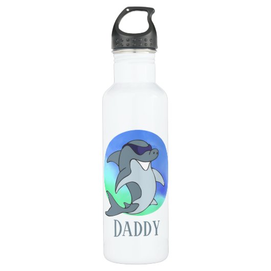 Cool Dad voegt naam shark toe Waterfles (Voorkant)