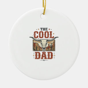 Cool Dad Western Longhorn Schedel Vintage T-shirt Keramisch Ornament