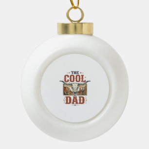 Cool Dad Western Longhorn Schedel Vintage T-shirt Keramische Bal Ornament