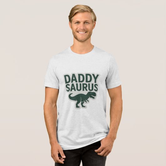 Coôl Daddysaurus Funny Vaderdag Sticker Tri-Blend Shirt (Voorkant volledig)
