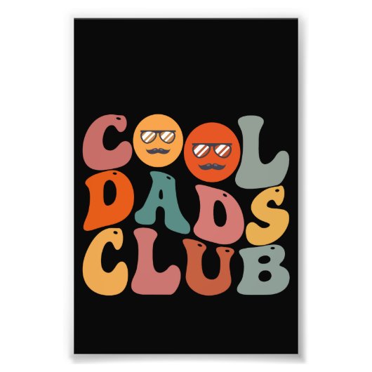 Cool Dads Club Papa Vaderdag Retro Groovy Foto Afdruk (Voorkant)