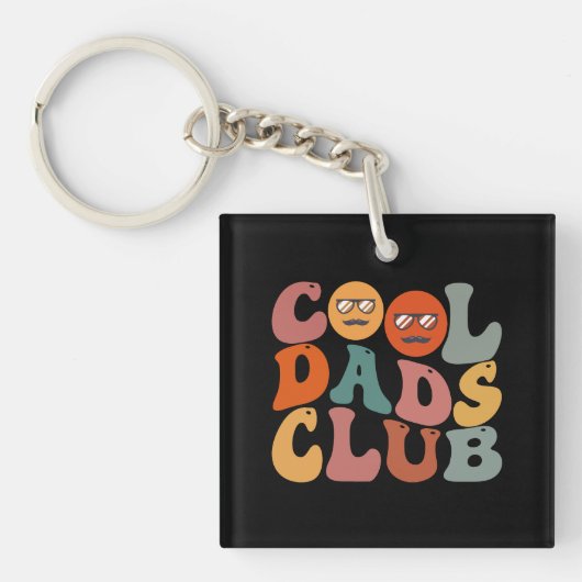 Cool Dads Club Papa Vaderdag Retro Groovy Sleutelhanger (Voorkant)
