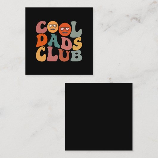Cool Dads Club Papa Vaderdag Retro Groovy Vierkante Visitekaartje (Voorkant / Achterkant)