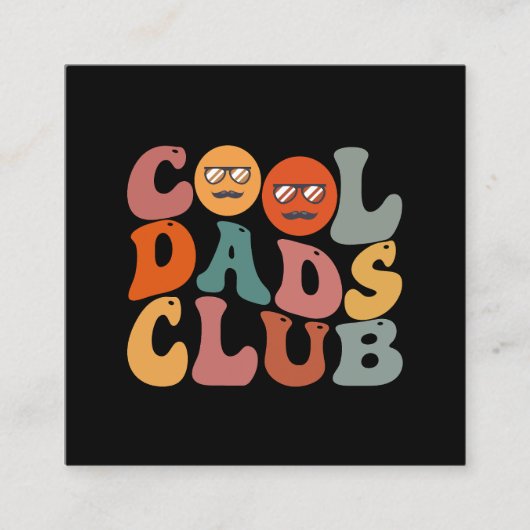 Cool Dads Club Papa Vaderdag Retro Groovy Vierkante Visitekaartje (Voorkant)