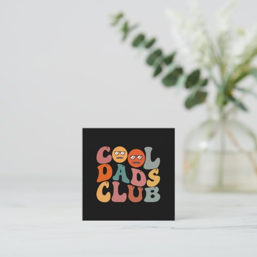 Cool Dads Club Vader Vaderdag Retro Groovy Vierkante Visitekaartje (Staand voorkant)